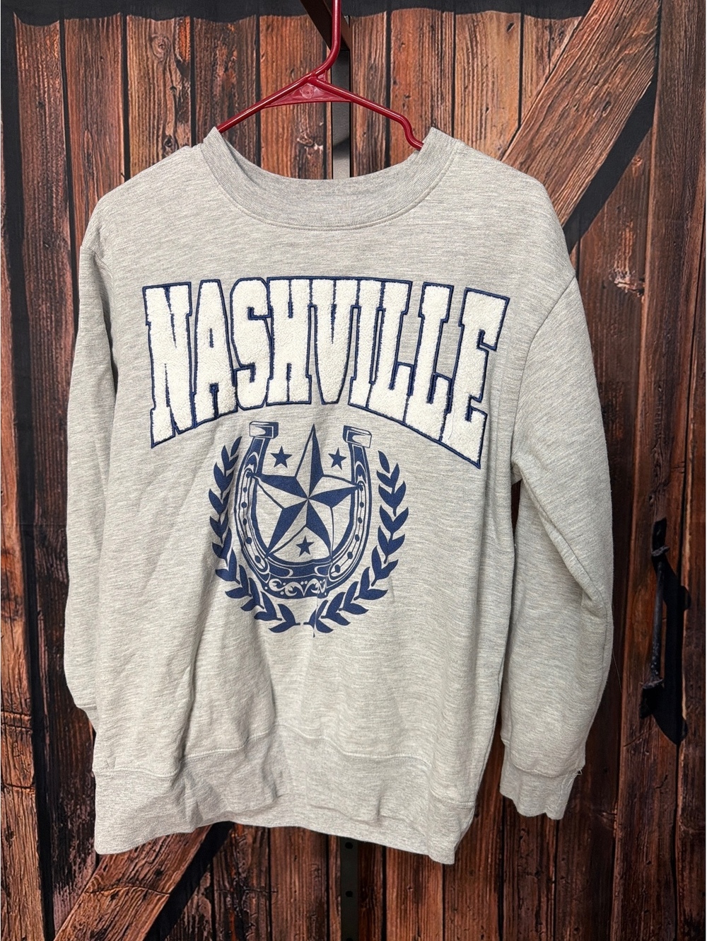 Freeze size medium Nashville Grey Crewneck Sweatshirt with Chenille Letters